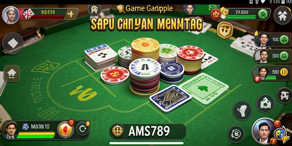 Screenshot gameplay AMS789 menampilkan suasana permainan Gaple yang seru.