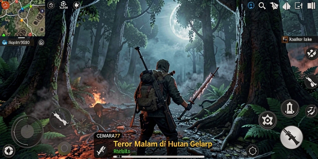 Tangkapan layar menampilkan suasana mencekam dalam gameplay CEMARA77.