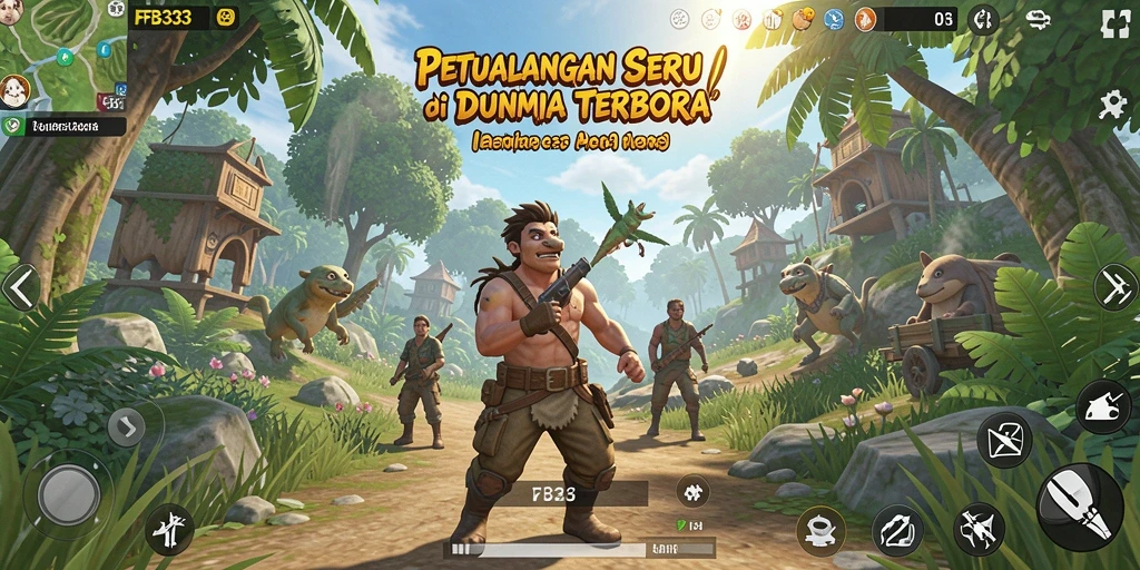 Screenshot utama FB333 menampilkan petualangan seru di dunia terbuka.
