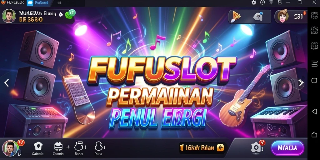 Screenshot utama gameplay FUFUSLOT dengan antarmuka menarik dan lagu-lagu seru.