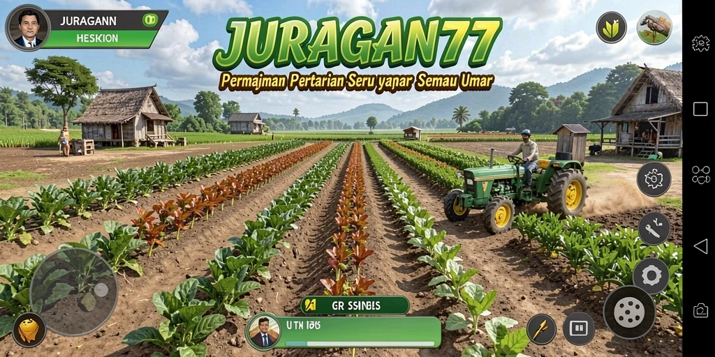 Tampilan gameplay menarik dari JURAGAN77 dengan elemen pertanian yang kaya.