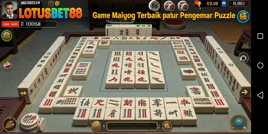 Screenshot game LOTUSBET88 menampilkan gameplay Mahjong yang seru.