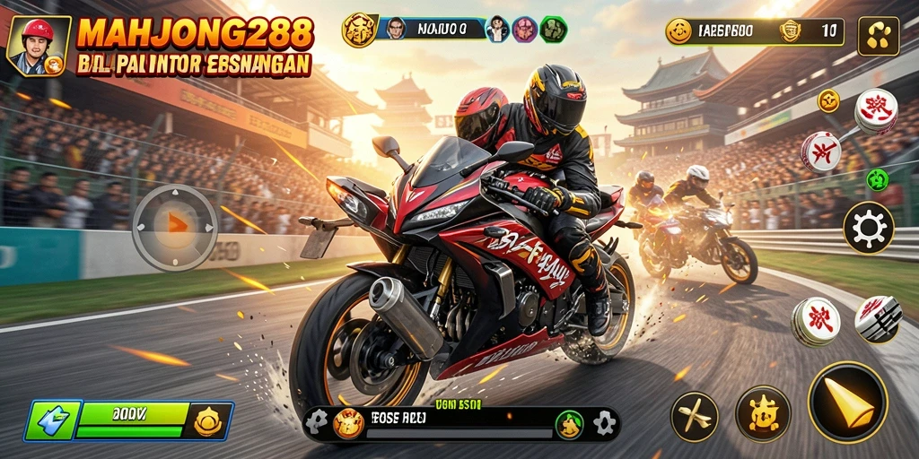Gameplay balapan motor yang mendebarkan dan intens.