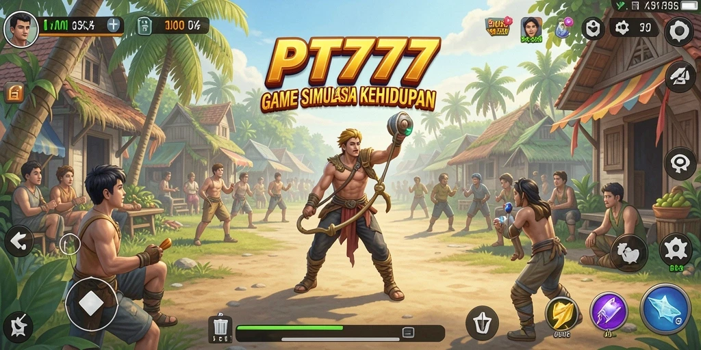 Tampilan gameplay PT777 dengan kehidupan simulasi yang interaktif.