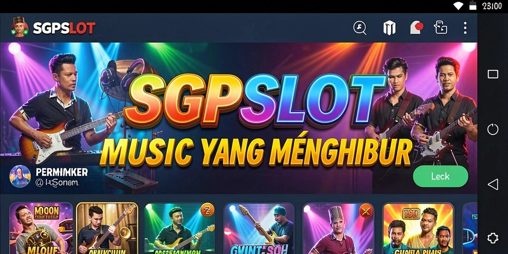 Screenshot SGPSLOT menunjukkan gameplay musik yang menggembirakan dan penuh warna.
